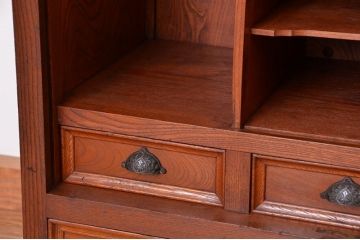 アンティーク家具　アンティーク　総欅材!希少!特注品!　シャッター扉付き戸棚(収納棚、蛇腹)