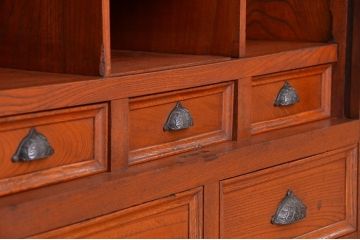 アンティーク家具　アンティーク　総欅材!希少!特注品!　シャッター扉付き戸棚(収納棚、蛇腹)