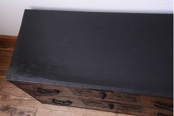 アンティーク家具　古民具・骨董　古い小振りな二段重ね佐渡箪笥(衣装箪笥)