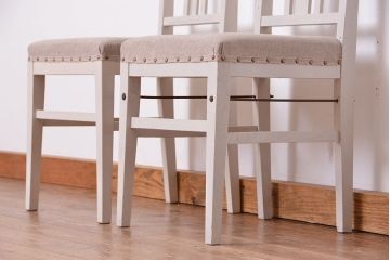 アンティーク家具　アンティークペイント　シンプルなダイニングチェア2脚セット(1)