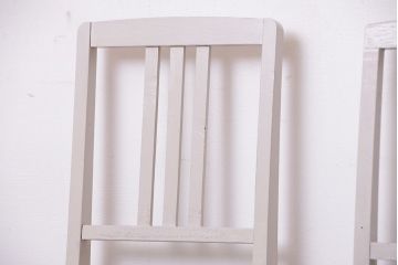 アンティーク家具　アンティークペイント　シンプルなダイニングチェア2脚セット(1)