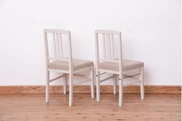 アンティーク家具　アンティークペイント　シンプルなダイニングチェア2脚セット(1)
