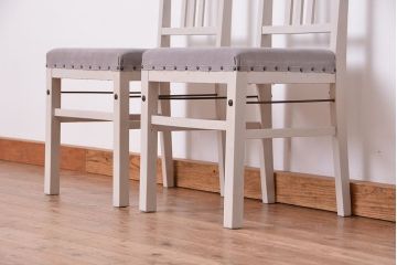 アンティーク家具　アンティークペイント　シンプルなダイニングチェア2脚セット(2)