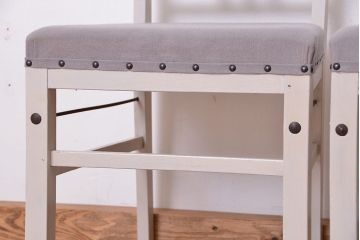 アンティーク家具　アンティークペイント　シンプルなダイニングチェア2脚セット(2)