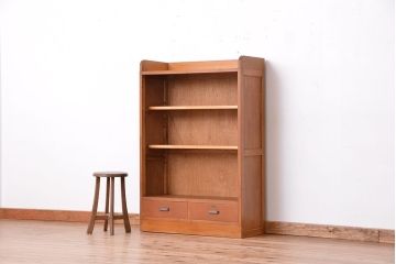 レトロ家具　★昭和レトロ　大振りな引き出し付き飾り棚(本棚)
