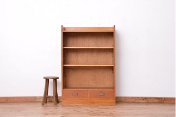 レトロ家具　★昭和レトロ　大振りな引き出し付き飾り棚(本棚)
