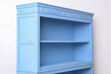 アンティーク家具　アンティーク　特大　ガラス取っ手のペイント二段重ね飾り棚(陳列棚)