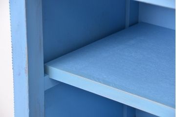 アンティーク家具　アンティーク　特大　ガラス取っ手のペイント二段重ね飾り棚(陳列棚)