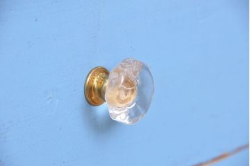アンティーク家具　アンティーク　特大　ガラス取っ手のペイント二段重ね飾り棚(陳列棚)