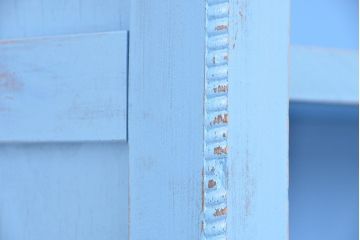 アンティーク家具　アンティーク　特大　ガラス取っ手のペイント二段重ね飾り棚(陳列棚)