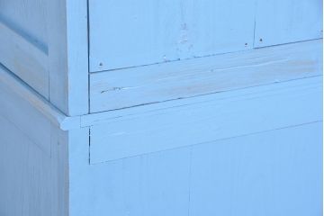 アンティーク家具　アンティーク　特大　ガラス取っ手のペイント二段重ね飾り棚(陳列棚)
