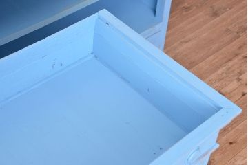 アンティーク家具　アンティーク　特大　ガラス取っ手のペイント二段重ね飾り棚(陳列棚)