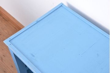 アンティーク家具　アンティーク　特大　ガラス取っ手のペイント二段重ね飾り棚(陳列棚)