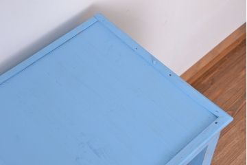 アンティーク家具　アンティーク　特大　ガラス取っ手のペイント二段重ね飾り棚(陳列棚)