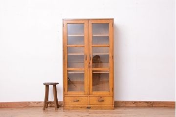 レトロ家具　アンティーク　シンプルでレトロな大振り本箱(収納棚、ブックケース)