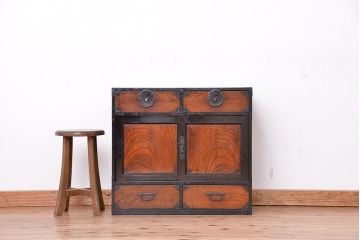 アンティーク家具　古民具・骨董　前面欅材!会津地方の帳場小箪笥(帳場箪笥)