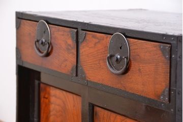アンティーク家具　古民具・骨董　前面欅材!会津地方の帳場小箪笥(帳場箪笥)