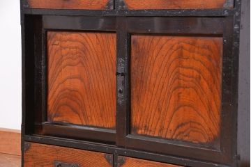 アンティーク家具　古民具・骨董　前面欅材!会津地方の帳場小箪笥(帳場箪笥)