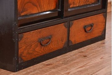 アンティーク家具　古民具・骨董　前面欅材!会津地方の帳場小箪笥(帳場箪笥)