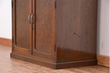 アンティーク家具　大正ロマン　三方ナラ材の重厚で上質なキッチンキャビネット(収納棚、カウンター、食器棚)