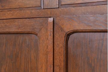 アンティーク家具　大正ロマン　三方ナラ材の重厚で上質なキッチンキャビネット(収納棚、カウンター、食器棚)