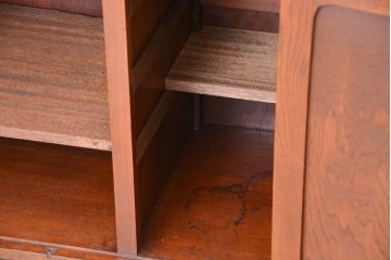 アンティーク家具　大正ロマン　三方ナラ材の重厚で上質なキッチンキャビネット(収納棚、カウンター、食器棚)