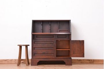 中古 北海道民芸家具 ライティングビューロー 定価約26万円　