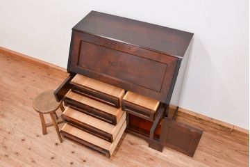中古 北海道民芸家具 ライティングビューロー 定価約26万円　