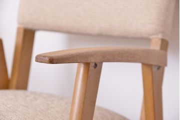 レトロ家具　昭和レトロ　座面張り替え済み　かわいいナラ材アームチェア　2脚セット(ソファ)