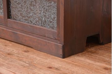 レトロ家具　昭和レトロ　シンプルな結晶ガラス収納棚(下駄箱)