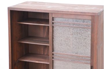 レトロ家具　昭和レトロ　シンプルな結晶ガラス収納棚(下駄箱)