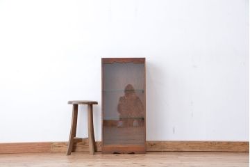 レトロ家具　昭和レトロ　古い木の小振りなガラスショーケース(陳列棚)