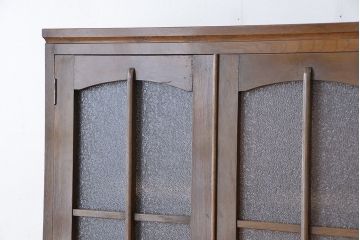 レトロ家具　昭和レトロ　古い木のダイヤガラス扉　本箱(ブックケース/収納棚)