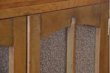 レトロ家具　昭和レトロ　古い木のダイヤガラス扉　本箱(ブックケース/収納棚)