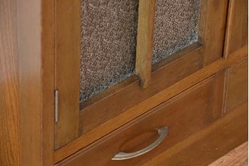 レトロ家具　昭和レトロ　古い木のダイヤガラス扉　本箱(ブックケース/収納棚)