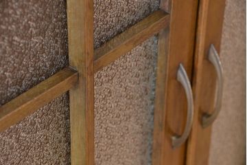 レトロ家具　昭和レトロ　古い木のダイヤガラス扉　本箱(ブックケース/収納棚)