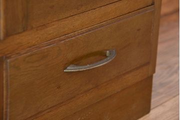 レトロ家具　昭和レトロ　古い木のダイヤガラス扉　本箱(ブックケース/収納棚)