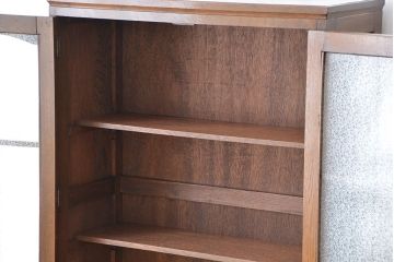 レトロ家具　昭和レトロ　古い木のダイヤガラス扉　本箱(ブックケース/収納棚)