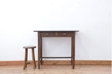 アンティーク家具　アンティーク　古い木の使い込まれた平机(テーブル・作業台)(4)
