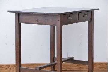 アンティーク家具　アンティーク　古い木の使い込まれた平机(テーブル・作業台)(4)