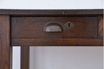 アンティーク家具　アンティーク　古い木の使い込まれた平机(テーブル・作業台)(4)