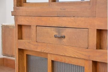 レトロ家具　昭和レトロ　特大!赤いタイルが目を引く古いタバコ屋ガラスケース(ショーケース)