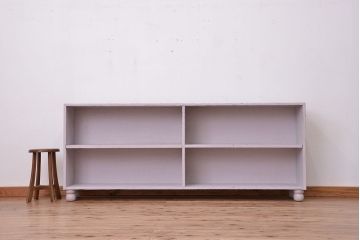 レトロ家具　アンティークペイント　レトロな丸脚飾り棚(陳列棚)