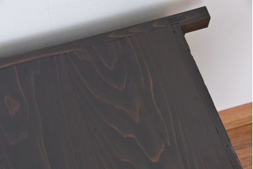 アンティーク家具　古民具・骨董　使い込まれたガラス引き戸三尺水屋箪笥(食器棚、収納棚)