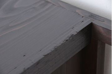 アンティーク家具　古民具・骨董　使い込まれたガラス引き戸三尺水屋箪笥(食器棚、収納棚)