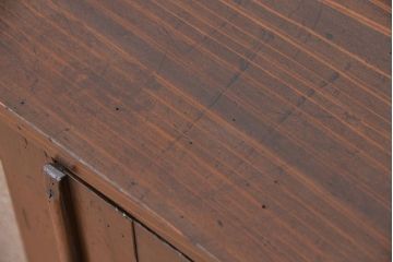レトロ家具　昭和レトロ　古い木の取っ手のかわいいダイヤガラス入り本箱(ブックケース、ガラス収納棚)