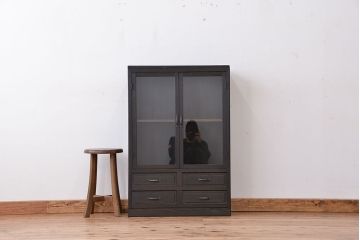アンティーク家具　アンティーク　古い木のシックなシンプルガラス本箱(収納棚、ブックケース)