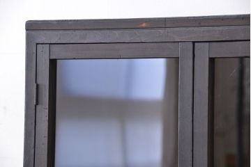 アンティーク家具　アンティーク　古い木のシックなシンプルガラス本箱(収納棚、ブックケース)