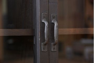 アンティーク家具　アンティーク　古い木のシックなシンプルガラス本箱(収納棚、ブックケース)