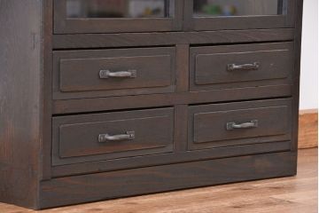 アンティーク家具　アンティーク　古い木のシックなシンプルガラス本箱(収納棚、ブックケース)